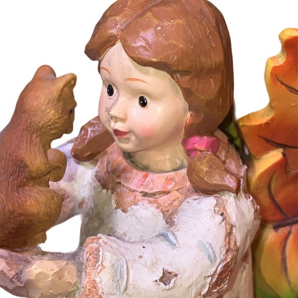 Fall Autumn Birch Tree Girl Angel Holding a Squirrel - Picture 12 of 12